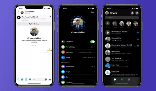 Facebook introduces “Dark Mode” on Messenger
